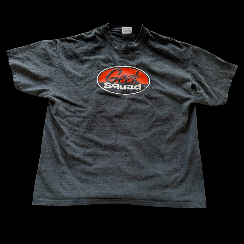 90's Geek Squad T-Shirt XL Black Short Sleeve Cotton Tech Promo Tee
